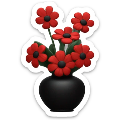 Red flowers in a black vase sticker