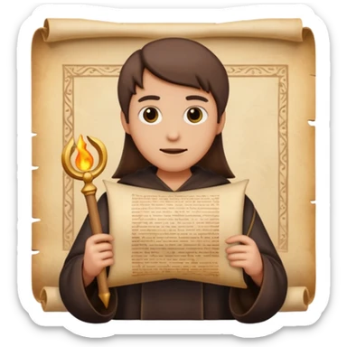 person with old scroll judgment emoji style sticker