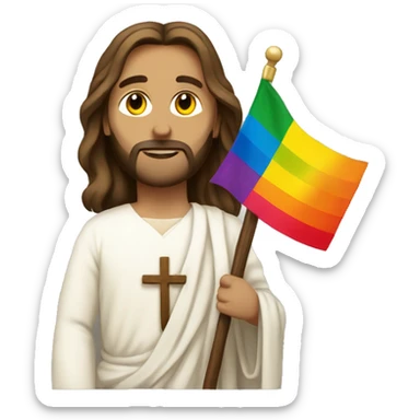 Jesus Christ with pride flag  sticker