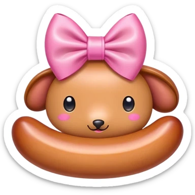 au cute sausage eith a pink bow on the head sticker