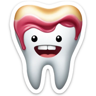 una muela dental con cuerpo de muela dental muy coqueta con pestañas , labios pintados. esta feliz y lleva puesto un delantal profesional color blanco sticker