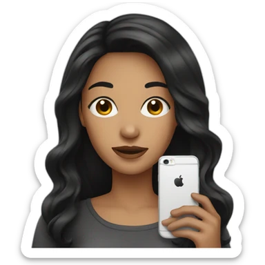 women with dark hair and smartphone sticker