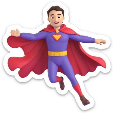 super dad, flying, cape flowing, smiling sticker