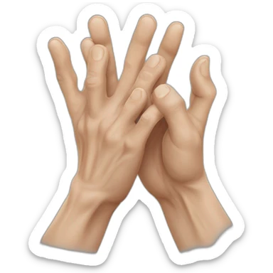 realistic wrinkly human hands sticker