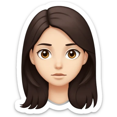 he has the same face, hair color, and features as the provided reference (long dark brown hair, neutral skin tone, expressive eyes). sticker