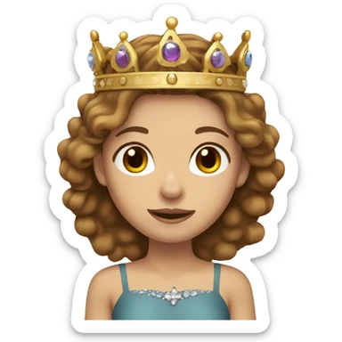Light brown hair female with brown eyes wearing a crown sticker