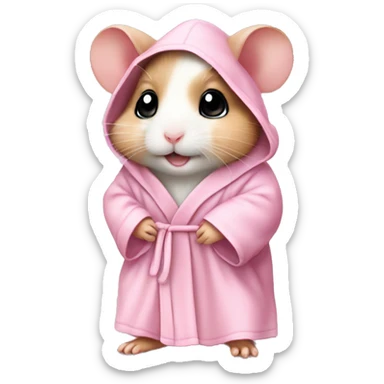baby hamster in light pink robe full body sticker