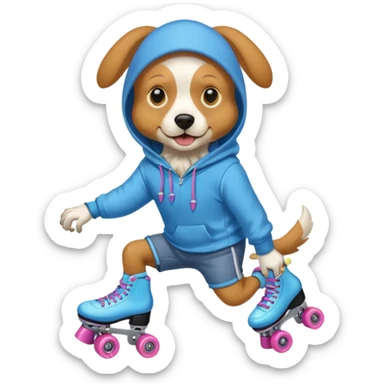  dog in a hoddie with roller skates  sticker