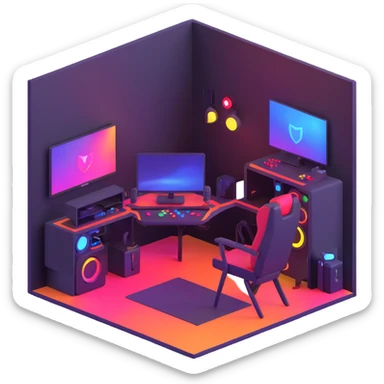 gaming room setup with colorful lights sticker