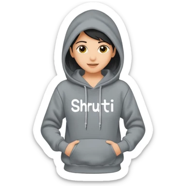 Make a hoodie with shruti written on it with exact spelling and only hoodie without model sticker