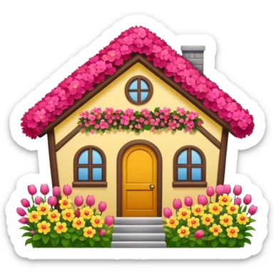 house covered by flower sticker