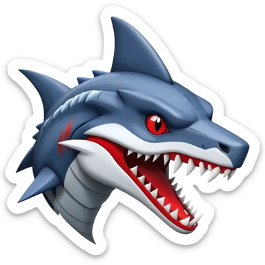 Black Cool Edgy Anthro Sharpedo-Sergal-Garchomp-Fakémon with White and Red Edgy markings sticker