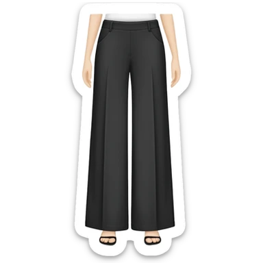 only black wide leg pants, flat product photography, plain garment item isolated on white, no human elements, no limbs, just the pants sticker