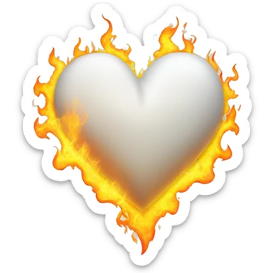 White heart in flames sticker