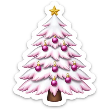 White x-mas tree with pink Christmas tree decorations sticker