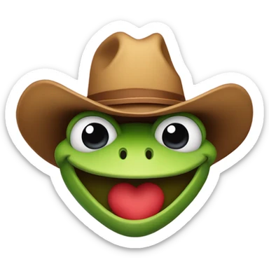 Cowboy frog heart smiley sticker