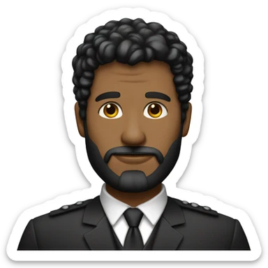 hombre de 45 años cabello muy corto negro y con canas barba con canas vestido formal ojos negros sticker