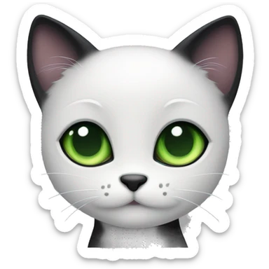 cutesy little black cat with green eyes sticker