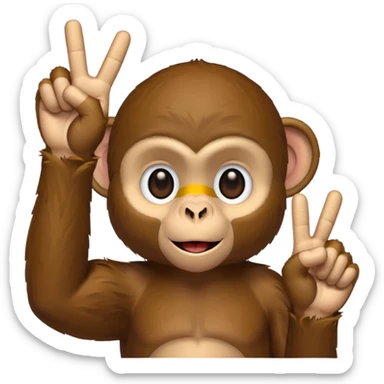 Monkey holding up the peace sign  sticker