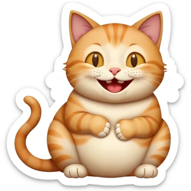 A cat laughing and holding onto its tummy sticker