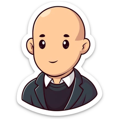 bald man, cartoonish sticker style sticker