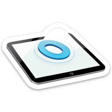digital tablet  hovering above a smooth vector curve sticker