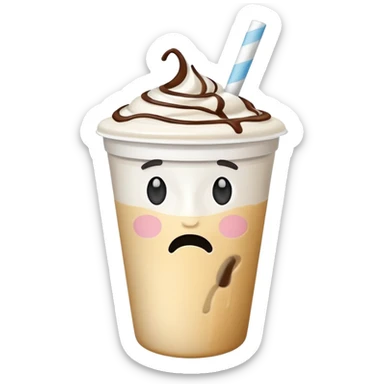 empty milkshake cup with a face and sad sticker