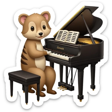 animal playing piano sticker