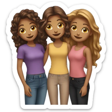 Agirl with four three friends  sticker