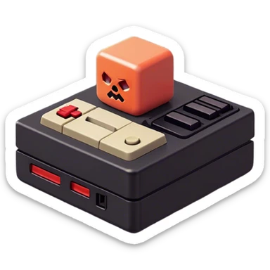 Clash of Clans aesthetic: Cinematic Playful NES Console Portrait Emoji, rendered in a 3D vector-style similar to standard emojis with minimal shading and bold, simplified shapes. A compact, distinct form with signature details, softly glowing with a nostalgic gaming charm. Simplified yet unmistakably iconic, highly detailed and consistent, glowing with a soft radiance and high shine. Stylized with a touch of retro gaming magic and a soft glowing outline, capturing the essence of a beloved gaming relic with a friendly, playful manner! sticker