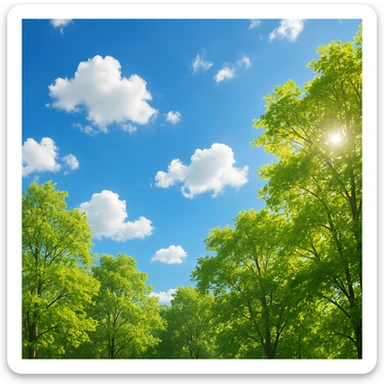 A sunny day with trees, sky, and clouds sticker