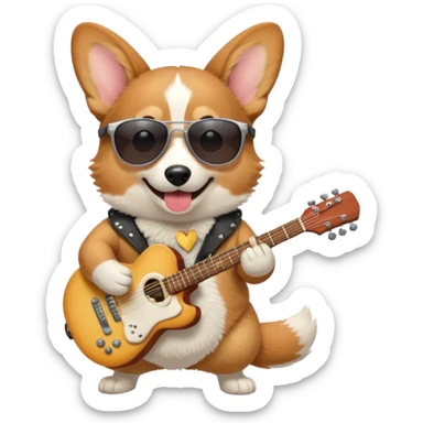 A cute corgie playing the guitar like a rockstar sticker