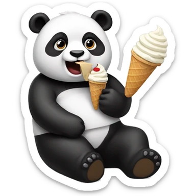 Panda eating ice cream sticker