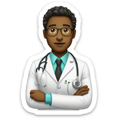 doctor joven sin lentes moreno ojos verdes sticker