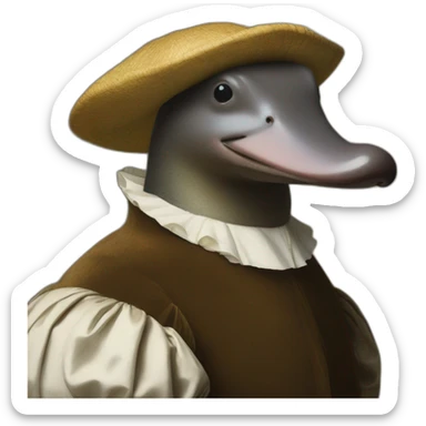 Platypus in a vermeer's painting sticker