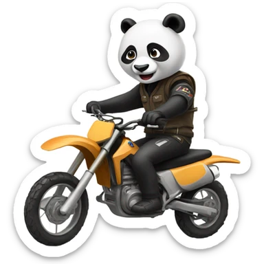 panda riding a dirt bike  sticker