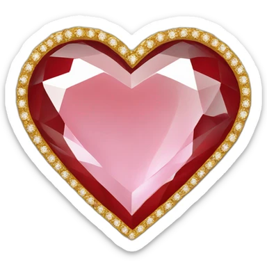 Red heart diamond with gold border sticker