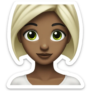 Green eyed pretty girl with black hair and freckles  sticker