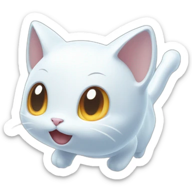 Cute cartoon ghost cat like pokemon li floating in the air sticker