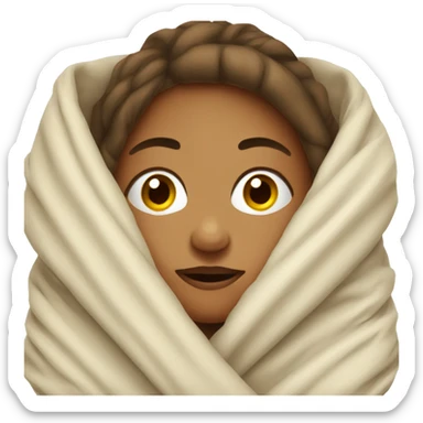 Woman wrapped around in a blanket sticker