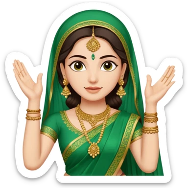 bride in mehendi Ceremony in green saree sticker