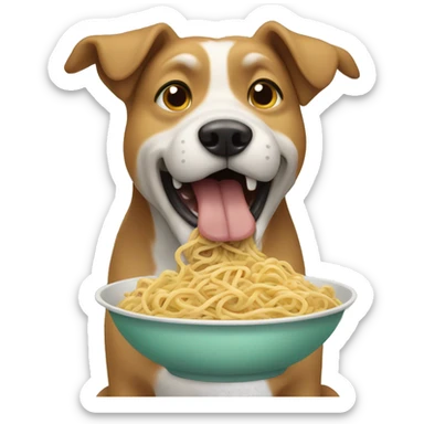 dog eating noodles  sticker