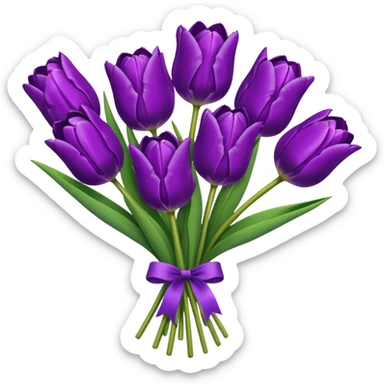 purple tulip bouquet  sticker