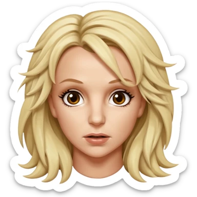 A headshot of a very disheveled, Britney Spears Spears with big brown blank eyes sticker