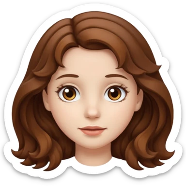 a girl with brown hair white skin wavy hair and brown eyes  sticker