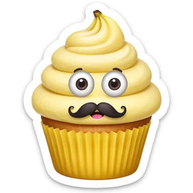 giant mustached, banana cupcake, big eyes sticker