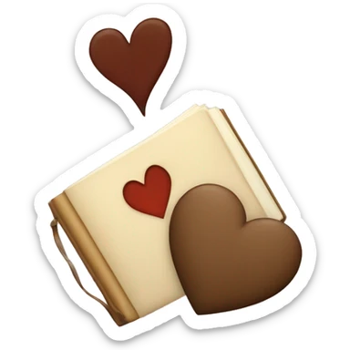 beige books and brown heart sticker