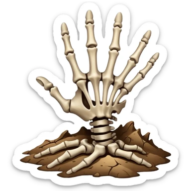 skeleton hand emerging from the ground sticker