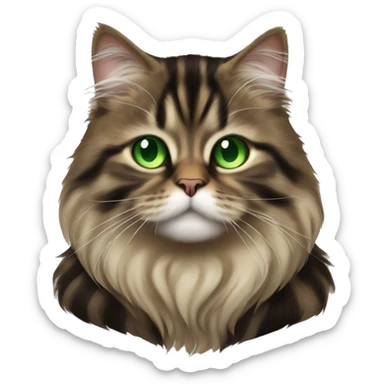 Brown and black striped Siberian cat with green eyes dressed as obi wan kenobi  sticker