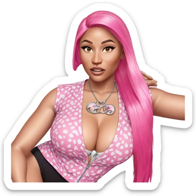 pink-haired beauty with cleavage sticker